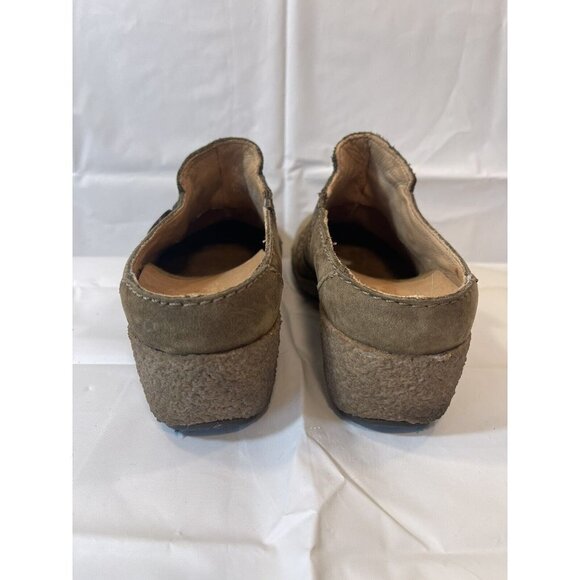 Timberland Mule Shoes Women's  Size 7 Green Brown Nubuck Comfort Gum Crepe Wedge - Picture 10 of 16